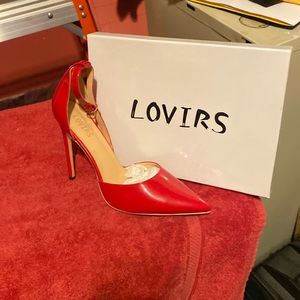 Lovers. These shoes are brand new red open sided ankle strap pointed toe size 10